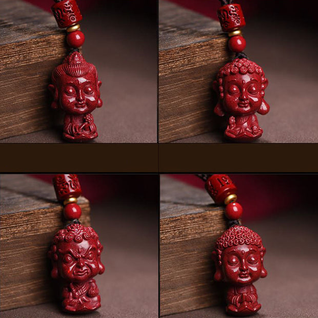 Buddha Stones Chinese Zodiac Natal Buddha Natural Cinnabar Amulet Keep Away Evil Spirits Necklace Pendant Necklaces & Pendants BS 20
