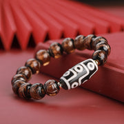 Buddha Stones Tibetan Nine-Eye Dzi Bead Three-eyed Dzi Bead Liuli Glass Bead Wealth Bracelet