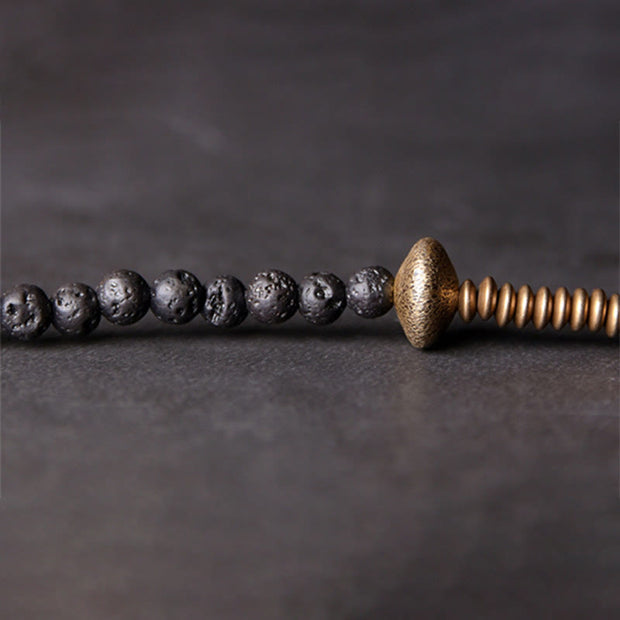 Buddha Stones Vintage Lava Rock Copper Healing Multilayered Bracelet