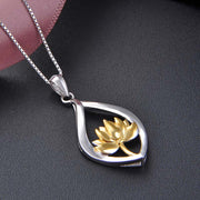 Buddha Stones 925 Sterling Silver Lotus Pattern Enlightenment Necklace Pendant Necklaces & Pendants BS 3