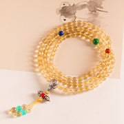 Buddha Stones 925 Sterling Silver 108 Mala Beads Natural Citrine Red Agate Amber Pleasure Charm Bracelet Mala Bracelet BS 20