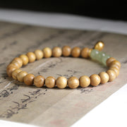 Buddha Stones Natural Sandalwood Hetian Jade Money Bag Protection Bracelet Bracelet BS 2