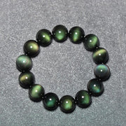 Buddha Stones Natural Green Eye Obsidian Wealth Bracelet Bracelet BS 1