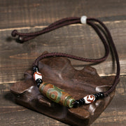 Buddha Stones Tibetan Nine-Eye Dzi Bead Protection String Necklace Necklaces & Pendants BS 5