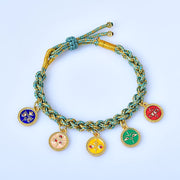 Buddha Stones Handmade Tibetan Multicolored Rope Five God Of Wealth Luck Braid Bracelet Bracelet BS 4