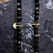 Buddha Stones 108 Mala Beads Gold Sheen Obsidian Tiger Eye Eagle's Eye Stone Wealth Bracelet Mala Bracelet BS 17