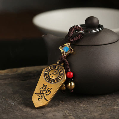 Buddha Stones Feng Shui Bagua Yin Yang Balance Peace Keychain Key Chain BS Bagua