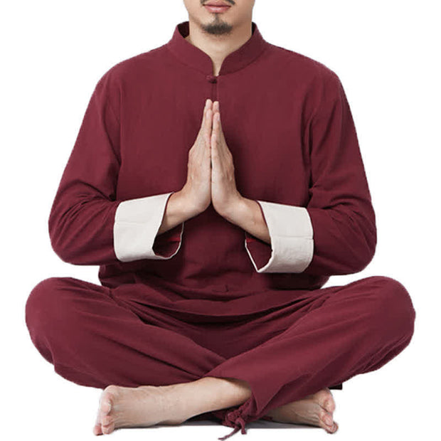 Buddha Stones Spiritual Zen Meditation Yoga Prayer Practice Cotton Linen Clothing Men's Set Clothes BS 4