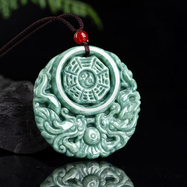 Buddha Stones Dragon Jade Yin Yang Balance Necklace String Pendant Necklaces & Pendants BS 4