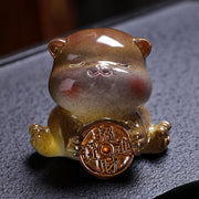 Buddha Stones Color Changing Cute Mini Cat Resin Tea Pet Wealth Home Figurine Decoration Decorations BS 1