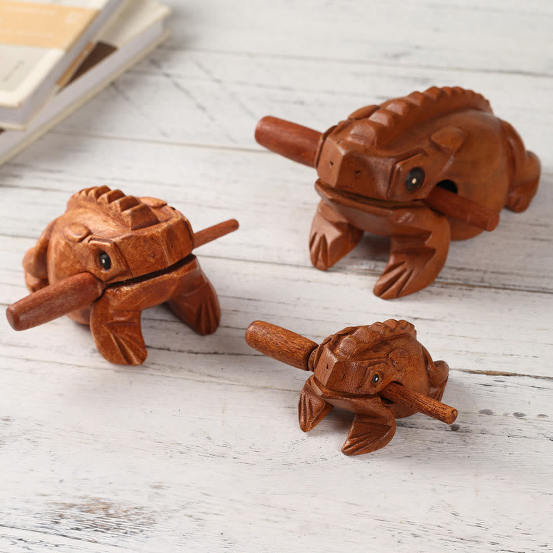 Buddha Stones Handcrafted FengShui Wealth Luck Frog Mini Wooden