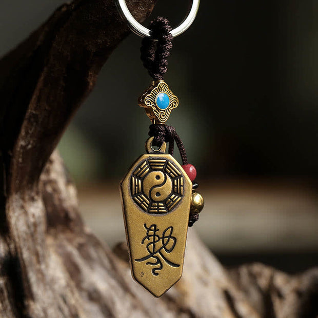 Buddha Stones Feng Shui Bagua Yin Yang Balance Peace Keychain Key Chain BS 1