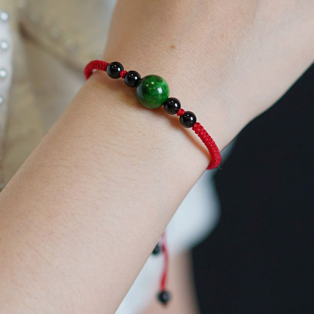 Buddha Stones Lucky and Success Jade Red String Bracelet Bracelet BS 7