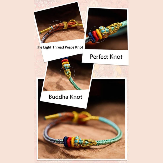 Buddha Stones Colorful Rope Eight Thread Peace Knot Luck Handmade Bracelet