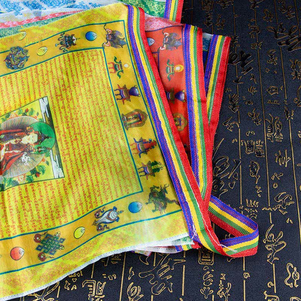 Buddha Stones Tibetan 5 Colors Windhorse Buddha Tara Scriptures Healing Auspicious Outdoor Prayer Flag TIBETAN PRAYER FLAGS buddhastoneshop 4