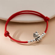 Buddha Stones Handmade 999 Sterling Silver Year of the Dragon Luck Red Bracelet