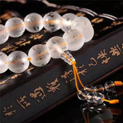 Buddha Stones Tibet White Crystal Black Onyx Om Mani Padme Hum Meditation Bracelet