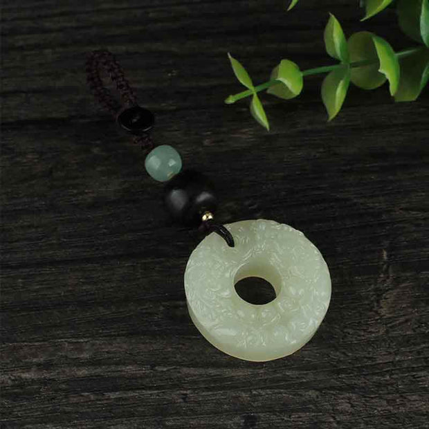 Buddha Stones PiXiu Jade Peace Buckle Abundance Wealth Key Chain Key Chain BS 6