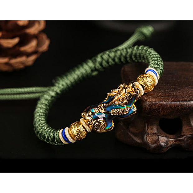 Buddha Stones Feng Shui PiXiu Color Change Copper Coin Beads Wealth String Bracelet Bracelet BS 5