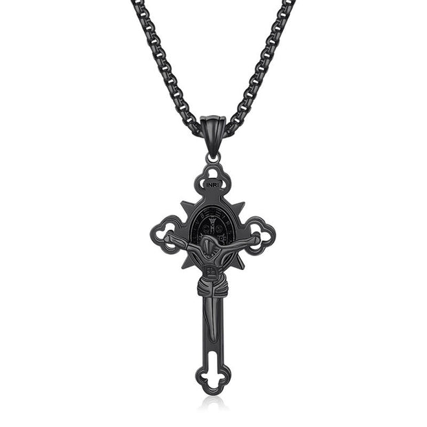 FREE Today: ST.Benedict Protection Cross Power Necklace FREE FREE Black