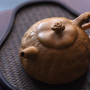 Buddha Stones Handmade Vintage Tree Texture Purple Clay Kung Fu Teapot 220ml