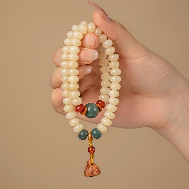 Buddha Stones Bodhi Seed Lotus Pod Charm Peace Double Wrap Bracelet Bracelet BS 2