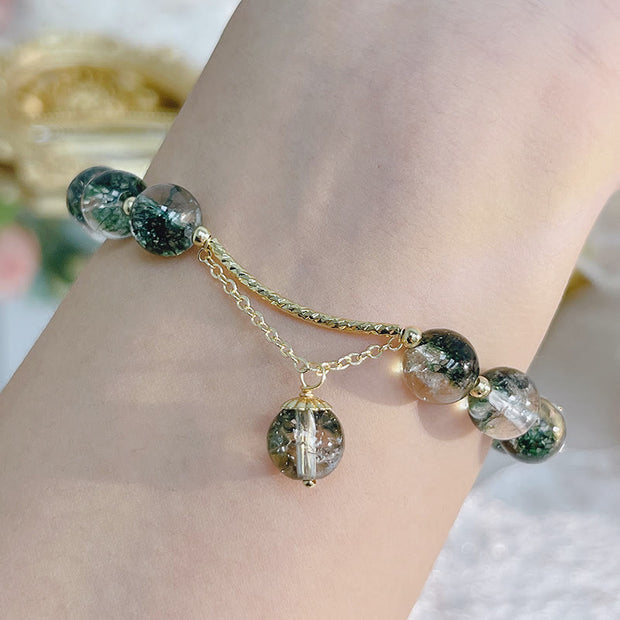 Buddha Stones Green Phantom Crystal Confidence Charm Bracelet Bracelet BS 4