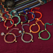 Buddha Stones Tibetan Handmade Luck Protection Thangka Prayer Wheel Bell Charm Braid String Bracelet Bracelet BS 1