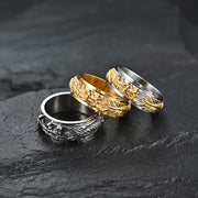 Buddha Stones Dragon Titanium Steel Stimulation Rotatable Ring