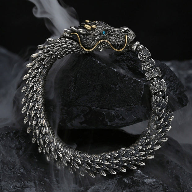 Buddha Stones Nordic Dragon Handmade Amulet Luck Protection Chain Bracelet Bracelet Bangle BS 5