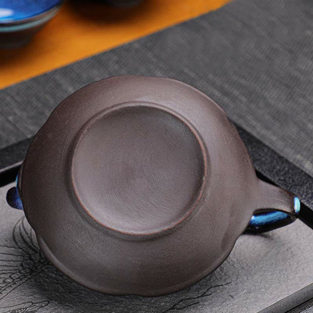 Buddha Stones Vintage Gradient Blue Chinese Gongfu Tea Cup Set Ceramic Teapot Box
