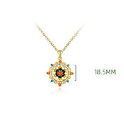 Buddha Stones 925 Sterling Silver Lotus Flower Colorful Zircon New Beginning Necklace Pendant Necklaces & Pendants BS 7