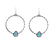 Buddha Stones Round Boho Turquoise Strength Hoop Drop Dangle Statement Earrings