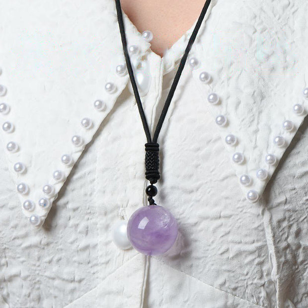 Buddha Stones Various Crystal Ball Amethyst Citrine Pink Crystal White Crystal Healing Necklace Pendant