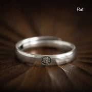 Buddha Stones 925 Sterling Silver Chinese Zodiac Natal Buddha Blessing Couple Ring Rings BS Rat Women