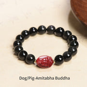 FREE Today: Strengthen Energy Chinese Zodiac Natal Buddha Natural Black Obsidian Cinnabar Purification Bracelet