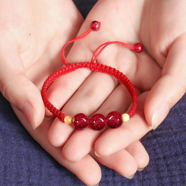 Buddha Stones Cinnabar Blessing Red String Bracelet For Kids Bracelet BS 3