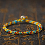 Buddha Stones "May you be good fortune and success" Lucky Multicolored Bracelet Bracelet BS Orange Blue Green Red 19cm