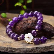 Buddha Stones Natural Amethyst Crystal Flower Spiritual Healing Bracelet Bracelet BS 1