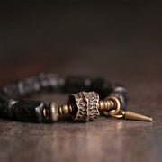 Buddha Stones Ebony Wood Copper Balance Protection Couple Bracelet Bracelet BS 5