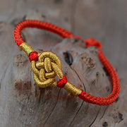 Buddha Stones Handmade Simple Design Chinese Knotting Luck Strength Braid String Bracelet Bracelet BS 2