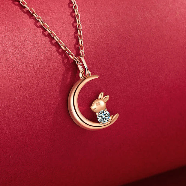 925 Sterling Silver Chinese Zodiac Crescent Moon Zircon Blessing Necklace Pendant (Extra 30% Off | USE CODE: FS30)