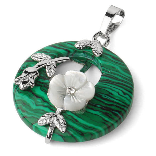 Buddha Stones Various Crystal Amethyst Green Aventurine Flower Healing Necklace Pendant Necklaces & Pendants BS Malachite