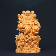Buddha Stones Handmade Thuja Sutchuenensis Wood Eighteen Arhats Statue Purify Decoration Decorations BS 6