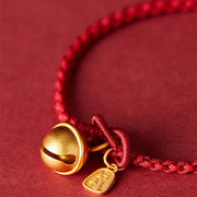 Buddha Stones Handmade Fu Character Charm Luck Happiness Bell Red Rope Bracelet Bracelet BS 6