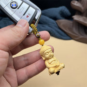 Buddha Stones Tathagata Buddha Serenity Peace Boxwood Keychain Key Chain BS 3