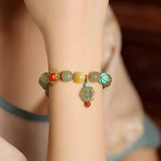 Buddha Stones Jade Amber Lotus Bead Luck Bracelet Bracelet BS 6