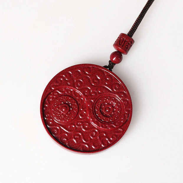 Buddha Stones Cinnabar Yin Yang Keep Away Evil Spirits Necklace Pendant Necklaces & Pendants BS 3