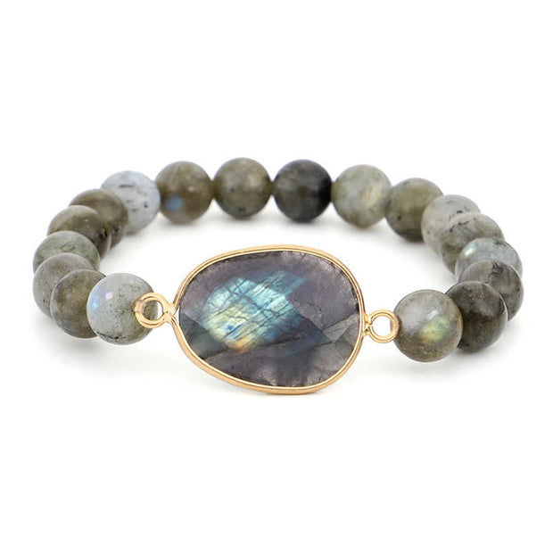Buddha Stones Natural Labradorite Moonstone Support Healing Beaded Bracelet Bracelet BS 9