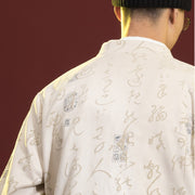 Buddha Stones Chinese Calligraphy Clothing Jacket Coat Tang Suit Men Clothing